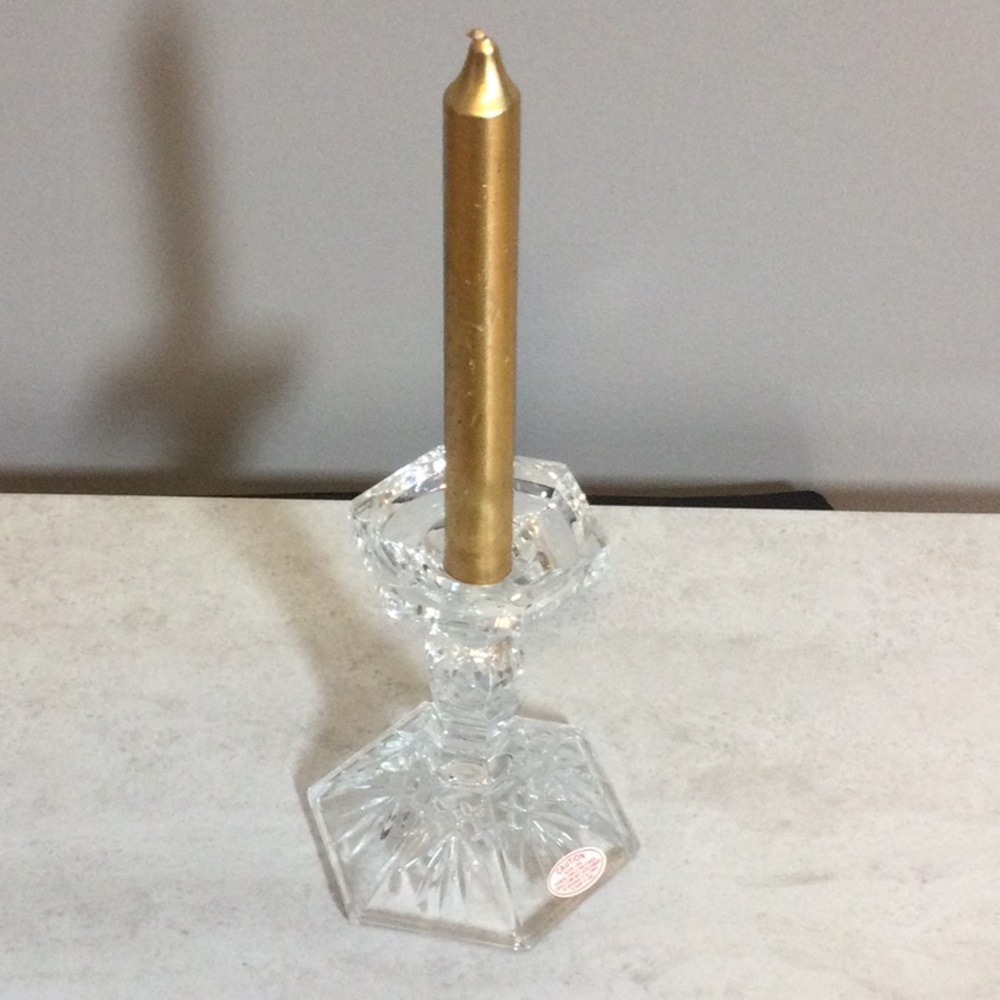 Tapered Clear Crystal-Style Hexagonal Candle Holder - Home Accents